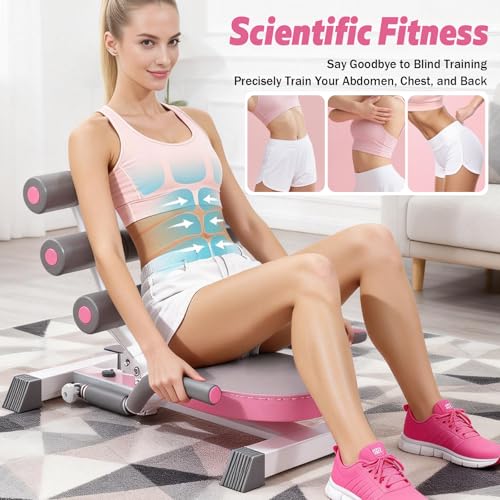 Image of Ab Machine with Auto Rebound, 360 Rotating Seat Ab Trainer for Home Workout, Foldable Sit Up Exercise Equipment for Core Abs Training, Adjustable Home Gym Fitness Equipment