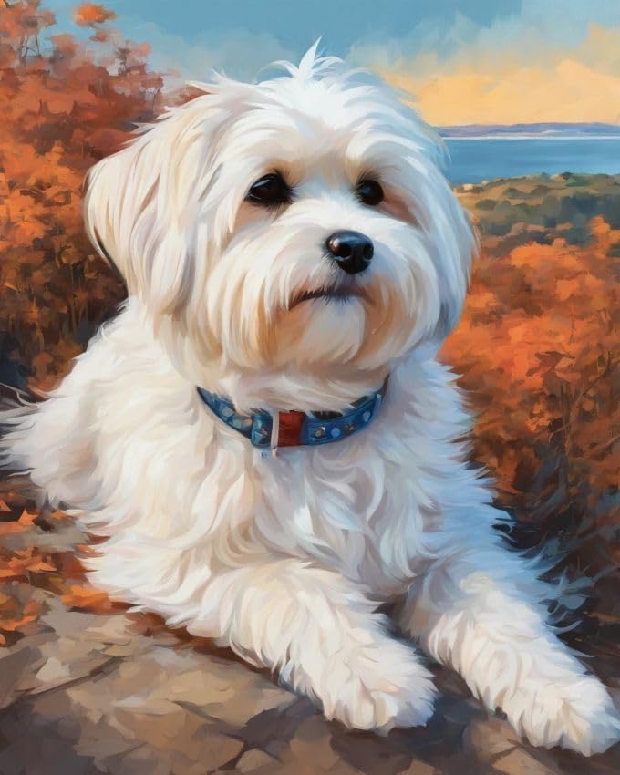 ZMHZMY Paint by Number for Adults,Maltese Dog,Easy Paint by Number Kit for Teens and Beginner,40x50cm,Without Frame