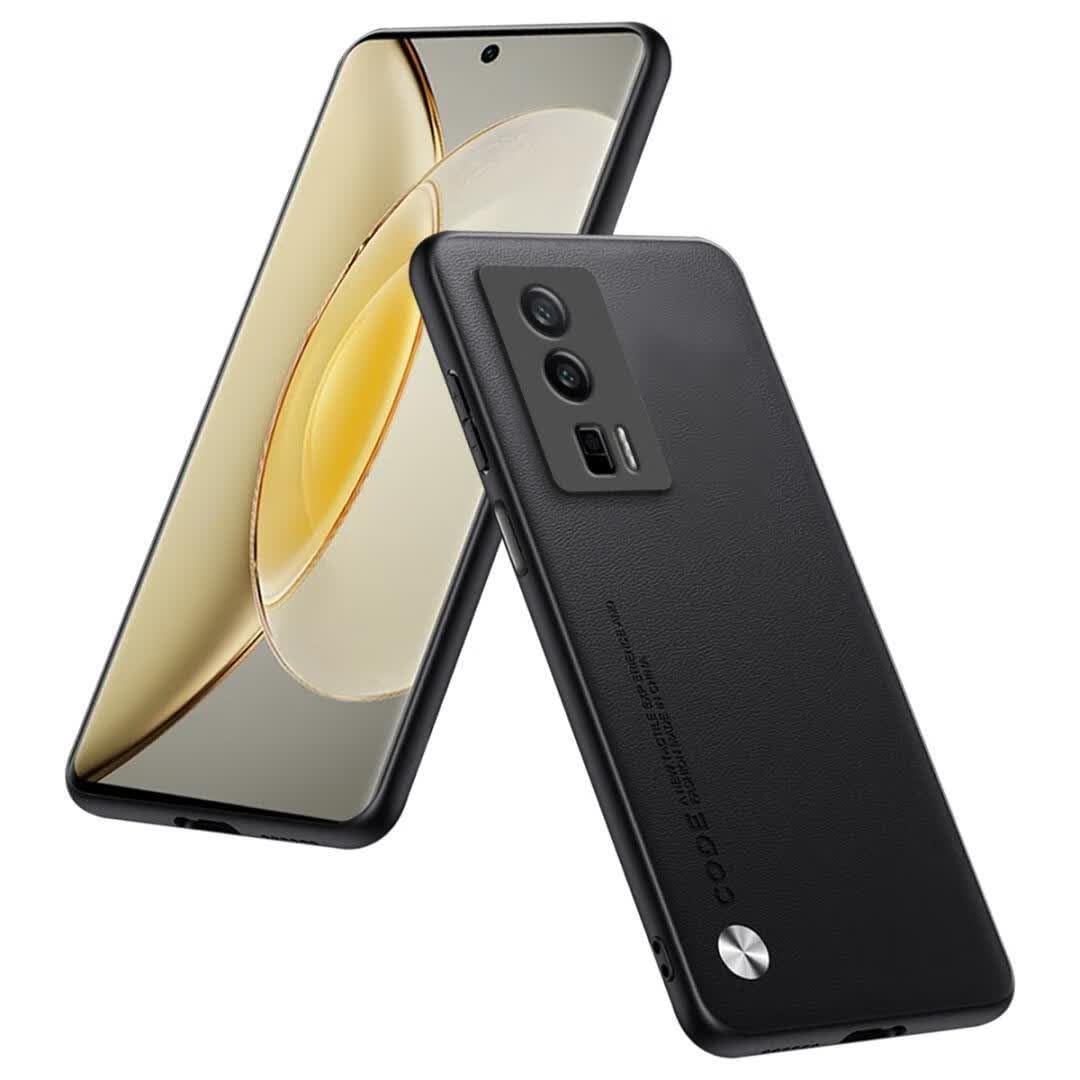 Phone Case Compatible with Poco F5 Pro (6.67"), Protective Cover in PU Leather - Black Poco F5 Pro Black