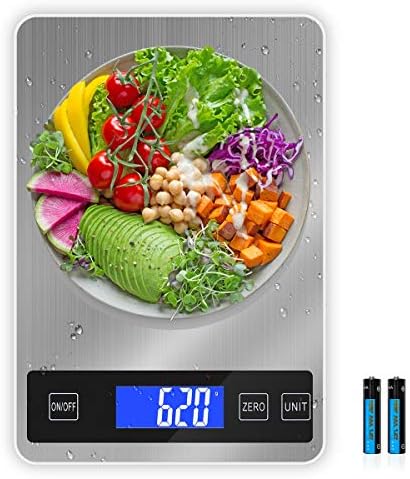 Digital Kitchen Scale, DEMALO 22lbs 5 Units Food Scale Weight Grams and Ounces with Tare Function, Large Panel Digital Scale with LCD Display, 1g/0.1oz Precise Graduation Scale for Baking, Cooking