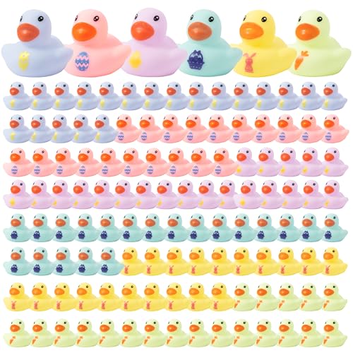 Haooryx Easter Mini Rubber Duck - 60Pcs Rabbit Egg Ducky Novelty Duck Cute Bunny Squeak Bathtub Float Bath Toy for Spring Holiday Decoration Birthday Gift Summer Pool Party Favor Easter Basket Stuffer