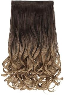 REECHO 20" 1-pack 3/4 Ombre Full Head Curly Wave Clips in on Synthetic