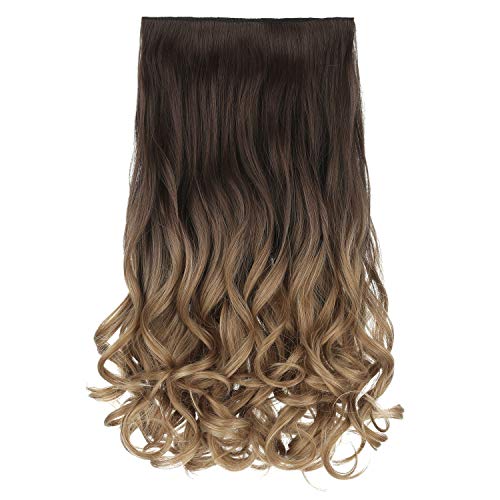 REECHO 20" 1-pack 3/4 Ombre Full Head Curly Wave Clips in on Synthetic