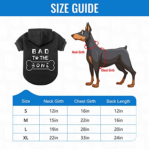 Dog Hoodies Bad The Bone Printed - Cold Protective Winter Coats Warm Puppy Pet Dog Clothes Black Color Extra Large - Image 2
