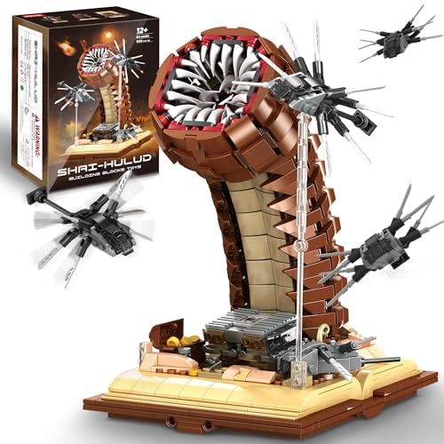 Sandworm Building Blocks Set for Boy 8-12, Comes with Suspended Ornithopter Building Blocks Toy, Creative Building Blocks Adult Gift Idea for Movie Fans, 1688Pcs