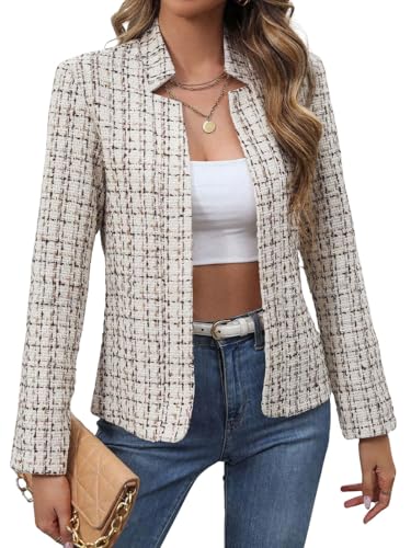 10 Best Tweed Blazers for Women That Elevate Any Outfit 6 ebossy Women's Casual Slim Plaid Tweed Blazer
