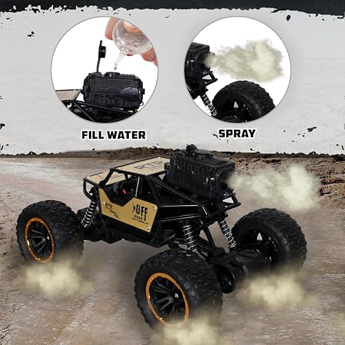 Image of Remote Control Rock Crawler Mist Smoke Spray Function, High Speed 1:18 RC Car Toys for Boys 2WD Off Road Vehicle Toy Cars for Kids Monster Truck Rock Climbing Car Toy (Fog Rock Crawler Gold)