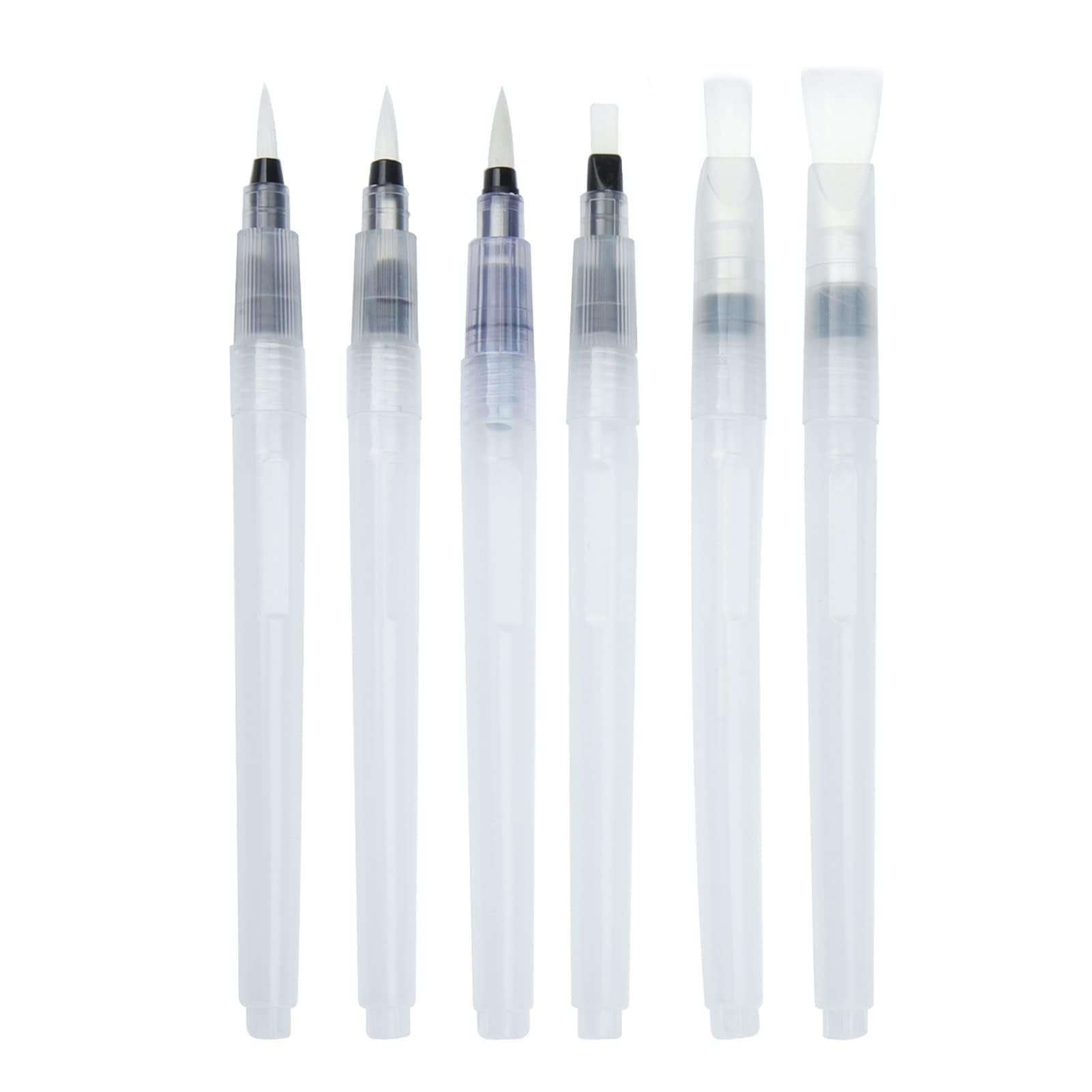 Restalladnwest Transparent Watercolor Brush Pens,Pack Of 6 Painting Brushes For Water Soluble Colored Pencils, Water Color Water-Base Markers, Powdered Pigment Watercolor Paints, Back To School Art Supplies