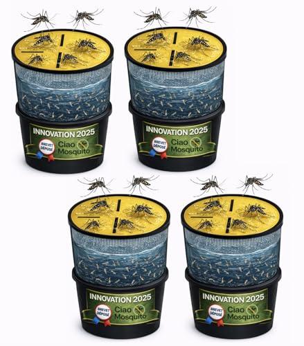 Lot de 4 Pièges Moustique Tigre & Larves – Anti Moustique Extérieur Écologique sans...
