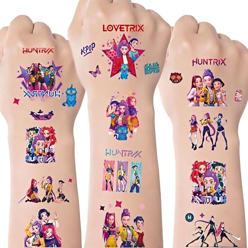 Bild: ROMANVIC Hunter Kpop Tattoo Kinder,8 Bl�tt Hunters Tempor�re Klebetattoos Kinder, 180+ Demon Tattoos f�r Kindergeburtstag Party Deko Hautfreundliche Tempor�re Kindertattoos f�r 9,99 EUR (-23%) statt 12,99 EUR bei Amazon
