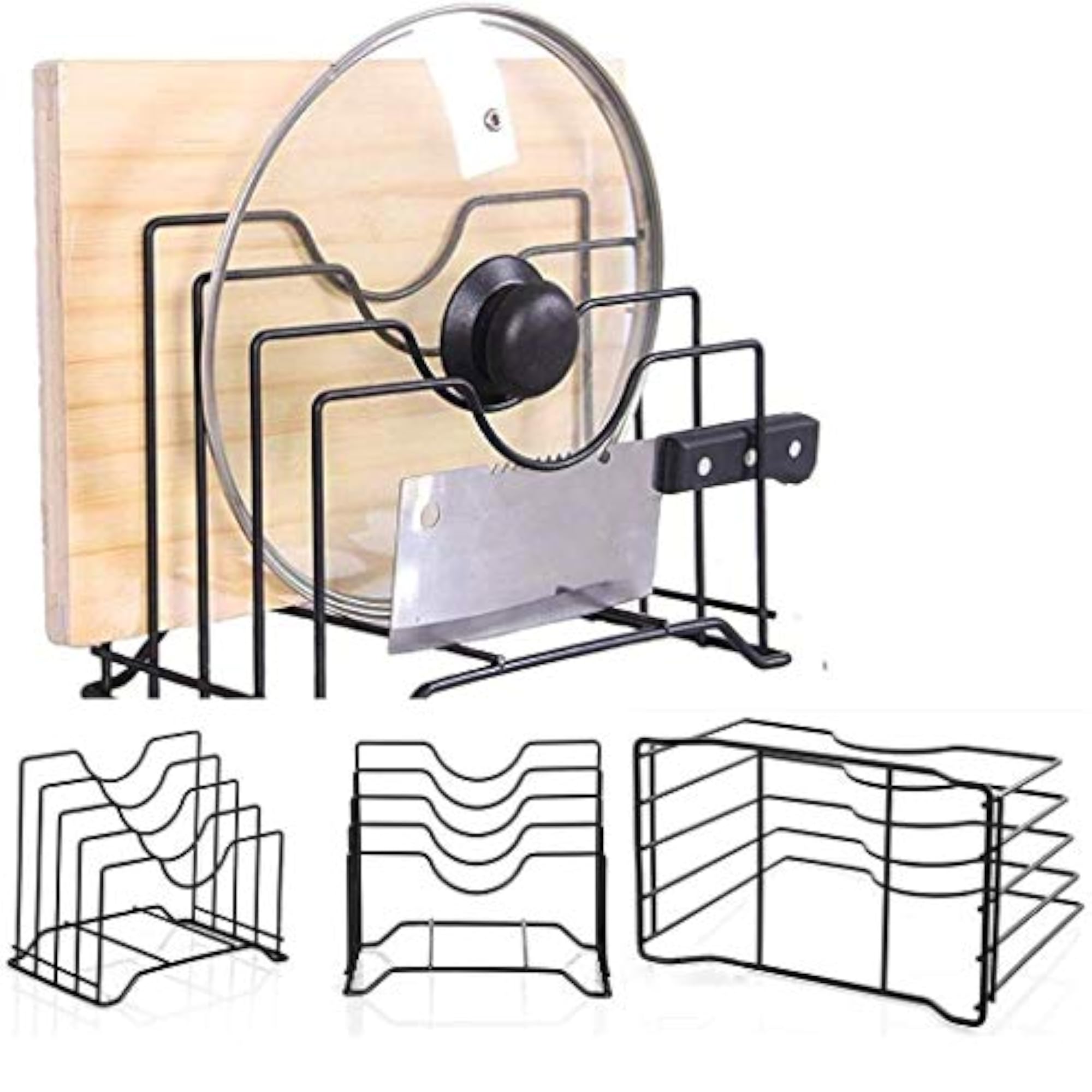 4 Slot Pan Cover Storage Rack for Kitchen Organization