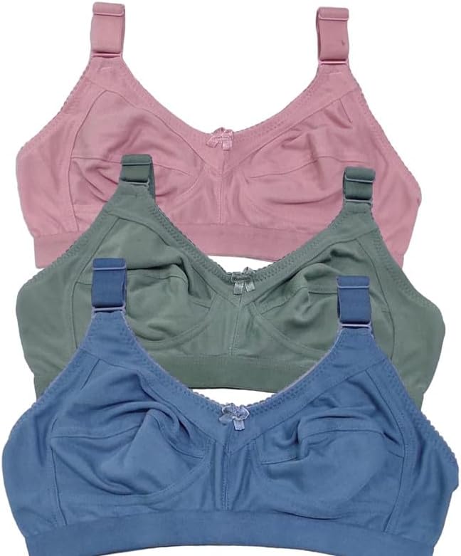 Women's Cotton Full Coverage Non-Padded Wirefree T-Shirt Bra Combo
