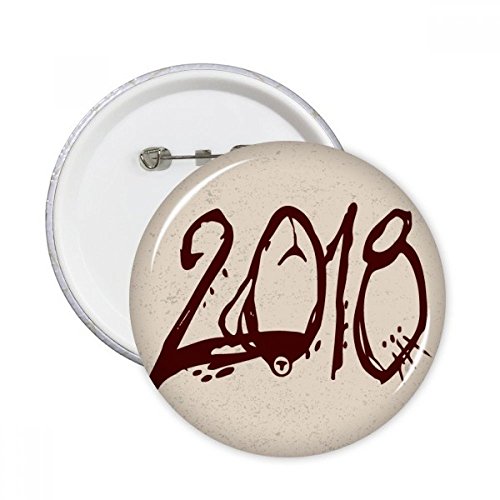 Badge bouton ronde pins Rouge Police 2018 Bonne Année vêtement décoration multicolore lot de 5