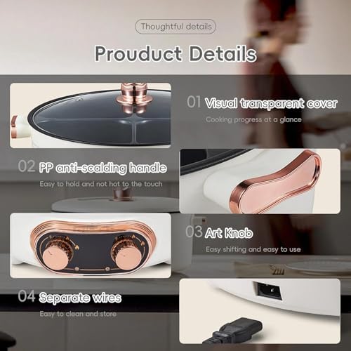 Olla Eléctrica Multifuncional 4 Divisiones, 7L, Antiadherente, 2000W miniatura 4