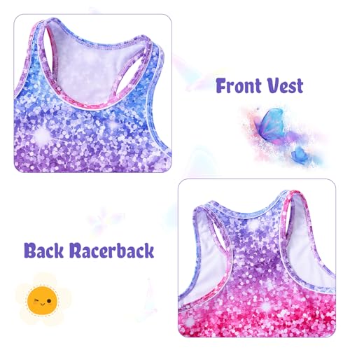 Lovekider Girls 3 Piece Bathing Suit Summer Racerback Swimsuit with Shorts Beach Tankini Sets 8-13 Years3