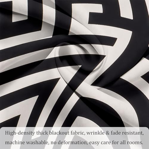 Rideaux à oeillets moderne chic géométrique noir et blanc 140x260 cm - 5