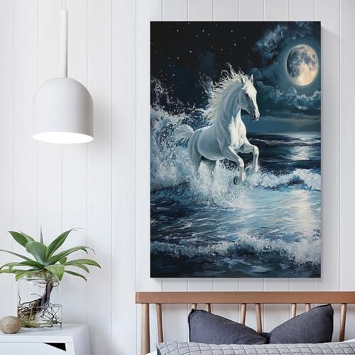 Cuadro en lienzo de caballo para decorar dormitorios amplios de 50x75cm 5