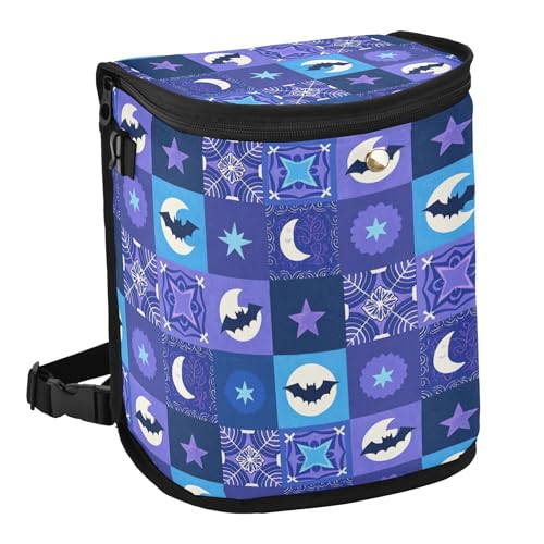 Image of MNSRUU Car Trash Can with Lid, Bats Moon Snowflakes Vintage Car Trash Bag Hanging Organizers and Storage for Front Back Seat, Leak-Proof Trash Bin