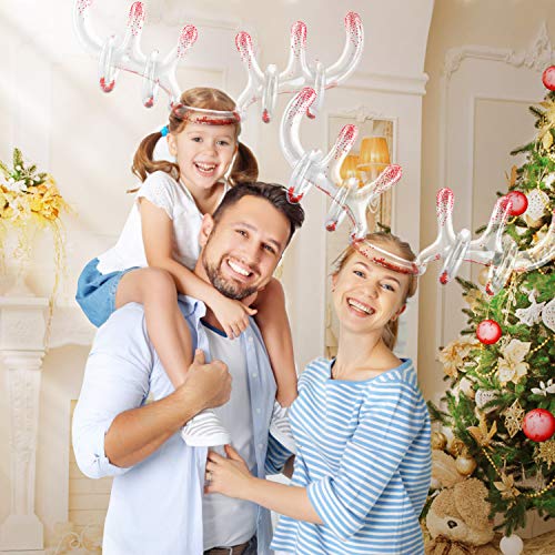 MeiGuiSha 2 Pack Inflatable Reindeer Antler,Inflatable Reindeer Antlers with Sequins, Ring Toss Games for Christmas Party Games Indoor School Carnival Games(2 Antlers 8 Rings) - Thumbnail 5