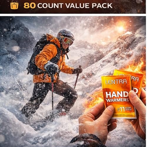 Image of Hot Hand Warmers - 80 Count - 11 Hours Long Lasting Air Activated Heat Packs for Hands, Toes and Body, Natural Safe and Odorless Single Use Up to 11 Hours of Heat - TSA Approved