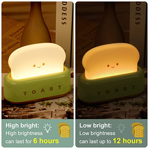 URAQT Decorative Table Lamp, Cute Night Light Green Toast Lamp, Dimmable Toast LED Night Lamp with Timer, Portable Bedroom Bedside Sleep Lamps Creative Bread Night Light for Baby Teens Girls Boys - Image 2