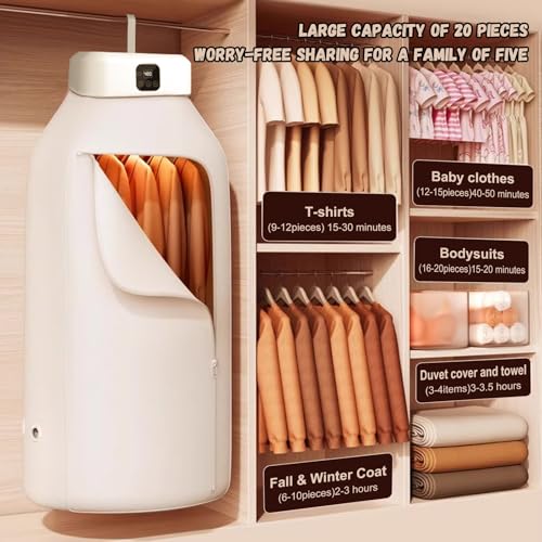 Draagbare wasdroger, klein, 2024, elektrische kleine warmtepompdroger, met timer/uv-sterilisatie/automatische uitschakeling, kleine warmeluchtdroger, voor appartement, thuis, reizen - Image 6