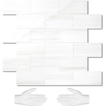 STICKGOO 10-Sheet Subway Tile Peel and Stick Wall Tiles, Seamless Design Polished Dolomite Kitchen Backsplash, PVC Stick on Tiles for Kitchen, Bathroom, RV, Fireplace