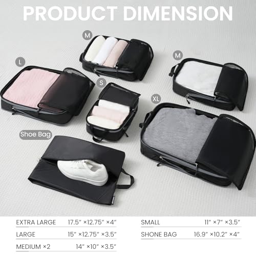 BAGAIL 6 Set Ultralight Compression Packing Cubes Packing Organizer for Travel Accessories Luggage Suitcase Backpack - Image 3