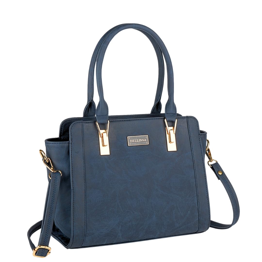 BELLISSA Premium Pu Leather Handbags Crossbody Bags Top Handle Shoulder Bag Trendy Handbag For Women Adjustable & Detachable Sling Strap, Blue (B085PYBF7B) Amazon Price History, Amazon Price Tracker