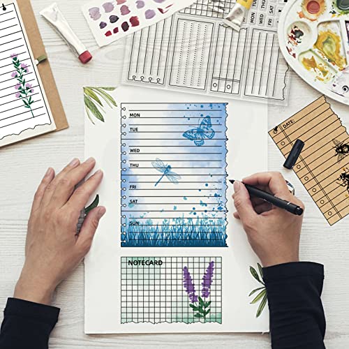 GLOBLELAND Clear Stamp Notebook Stamp Silikon-Stempelset 5 Silikon-Notizblock-Vorlagen Und 12 Marker Für Notizbücher Zum Selbermachen Tagebuch Schreiben Wochenplaner Aufgabenliste