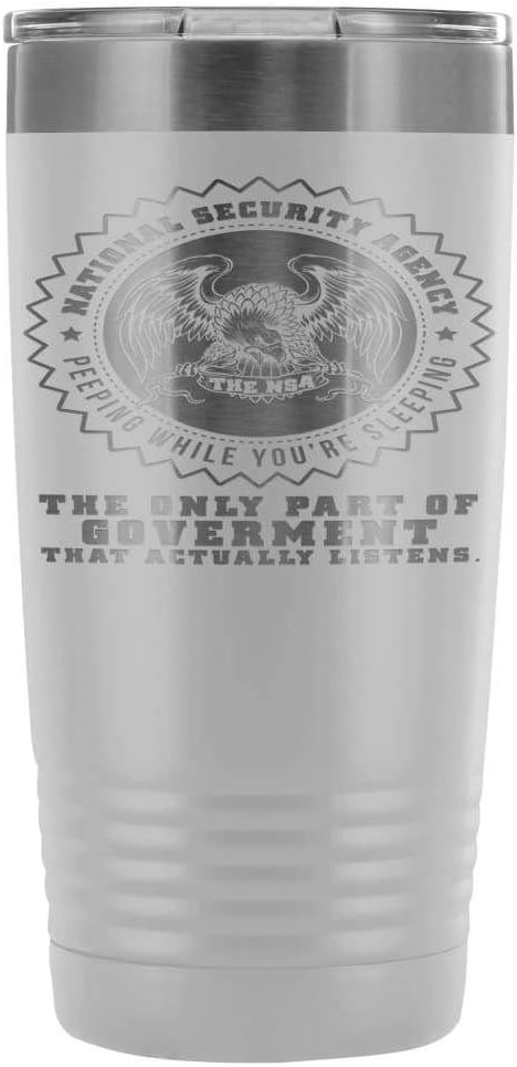 ODDITEES Funny NSA Tumbler Peeping While Youre Sleeping Laser Etched 20oz Stainless Steel Tumbler (Light Blue)