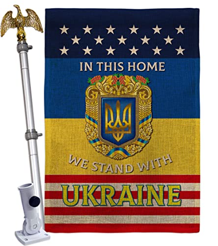 USA Decoration This Home Ukraine Burlap House Flag Eagle Set Support Cause Decoration Banner Small Garden Yard Gift Double-Sided, Made in USA