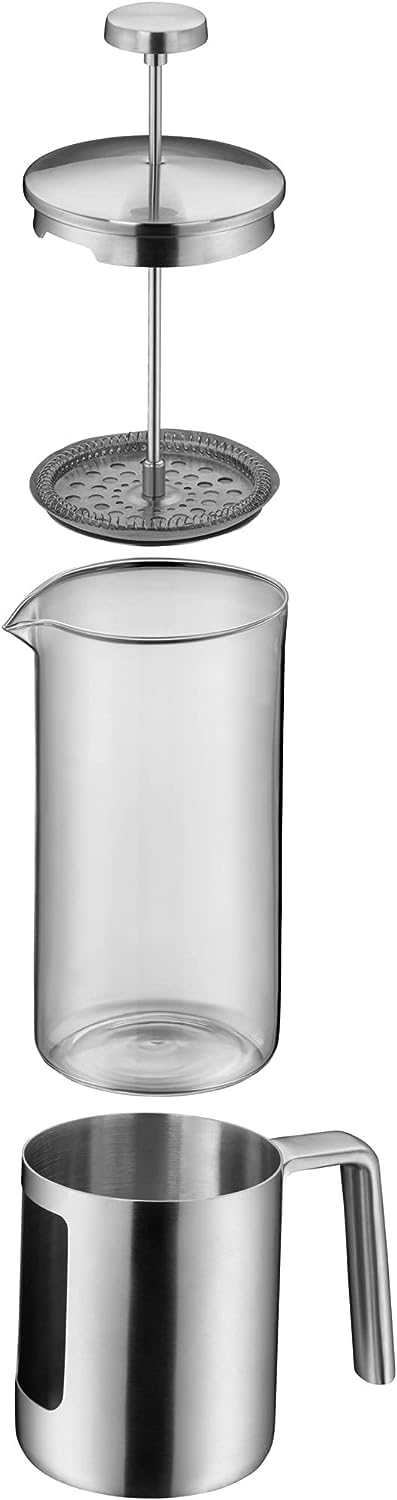 WMF Kult Coffeepress 1l, French Press, Kaffeebereiter für 6 Tassen, Glas, Cromargan Edelstahl mattiert, spülmaschinengeeignet