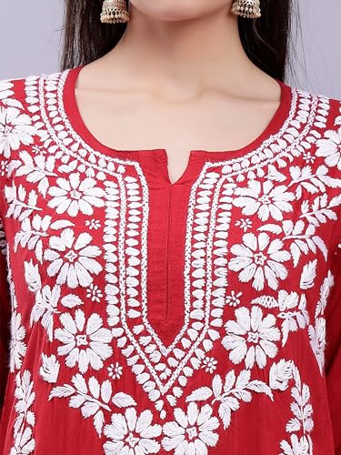 Image of Seva Chikan Hand Embroidered Lucknowi Chikankari Modal Kurta and Palazzo Set SCL8023