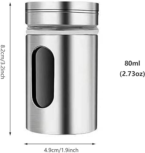 Miniatura 2 de Salero y pimentero con agujeros de vertido ajustables, juego de acero inoxidable y vidrio para sal en polvo, azúcar, canela, pimienta (4 piezas)