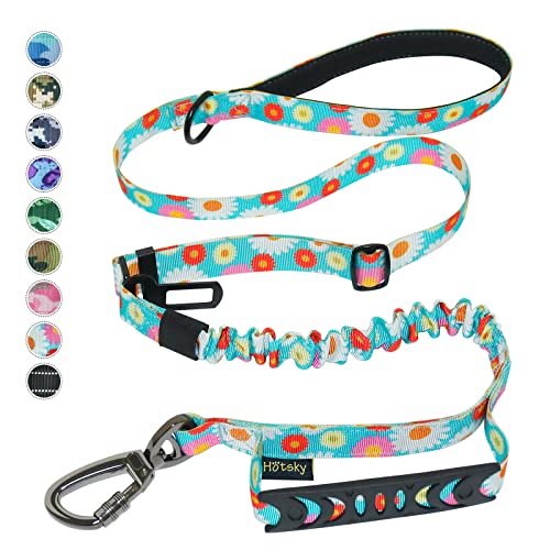 Heavy Duty Dog Leash, Hotsky Tactical Dog Leash With Car Seat Belt And Double Handle For Large Dogs Up To 150Lbs, 4Ft 6Ft Adjustable Shock Absorbing Strong Dog Leash For Dog Training Walking (Daisy) #TOP1