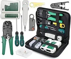 Conjunto de Ferramentas de Manutenção Rede Informática e Computador, Testador Lan Crimpar Rj45, Ferramentas Internet com Estojo, Maleta de TI, Kit Bolsa 10 em 1 Técnico de Informatica - Linha Premium