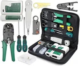 Conjunto de Ferramentas de Manutenção Rede Informática e Computador, Testador Lan Crimpar Rj45, Ferramentas Internet com Estojo, Maleta de TI, Kit Bolsa 10 em 1 Técnico de Informatica - Linha Premium