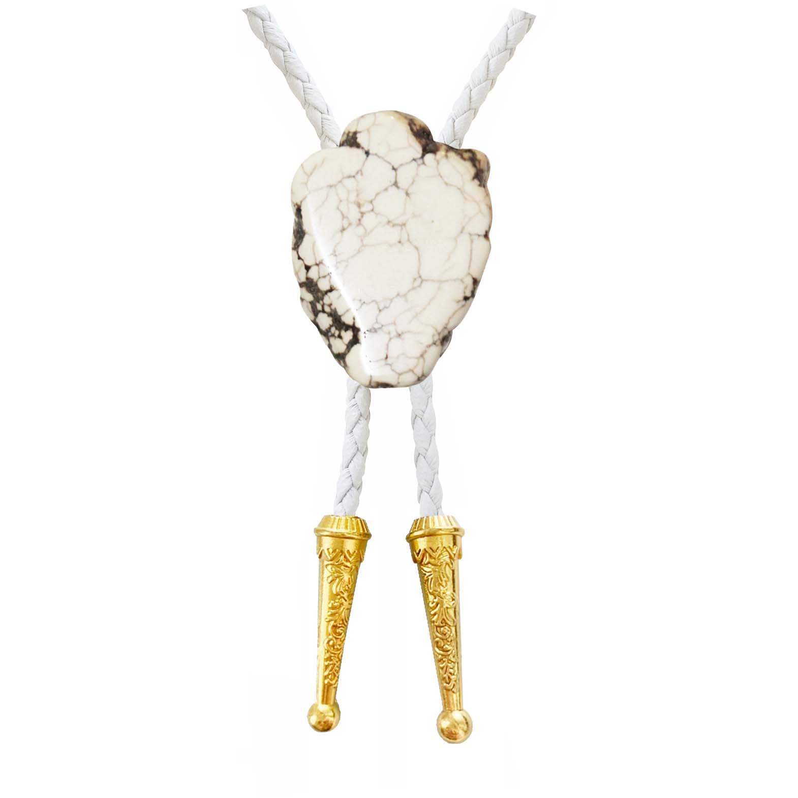 Daisy Del Sol Gemstone Bolo Tie Braided Vegan Faux Leather Natural Stone Gold Handmade Necklace Adjustable Boho Western Jewelry