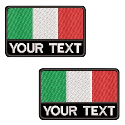 misscase Toppe tattiche personalizzate, 2 pezzi Etichetta numero militare personalizzata Toppa bandiera Italia per più borse di abbigliamento Gilet Giacche Camicie da lavoro (Military)