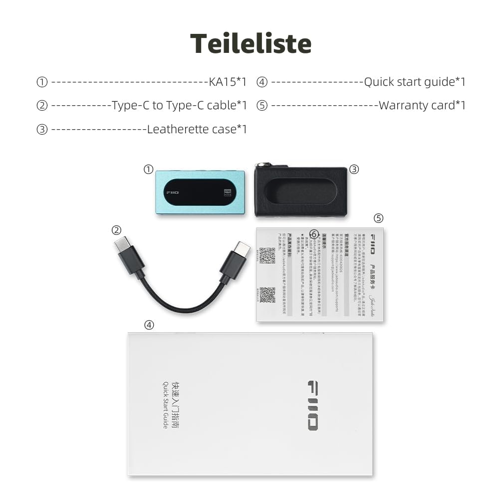 FiiO KA15 Tragbarer DAC- und Kopfhörerverstärker (schwarz)