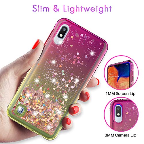 HATOSHI Samsung Galaxy A10 Case (Not Fit A10e) with Screen Protector Tempered Glass[2 Pack] for Girls Women, Floating Glitter Quicksand Sparkle Bling Clear Cute Phone Cover for Samsung A10 (Pink/Gold) by HATOSHI - Used condition - Image 5