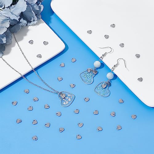 UNICRAFTALE About 200pcs Stainless Steel Pendants Heart Shape Charms Small Hole Pendant for DIY Necklace Bracelet Jewelry Making 6x6x1mm - Image 2