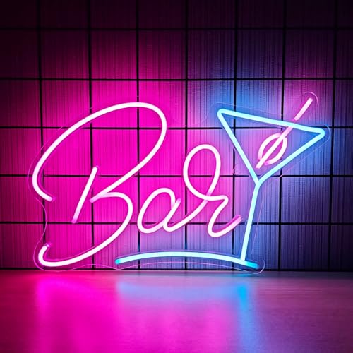 Bar Neon Signs for Home Bar Wall Decor, Neon Bar Sign for Bedroom Man Cave Bistro Pub Party,USB Powered LED Light Up Sign With Dimmer Switch, Gifts for Friends Families Birthday Christmas