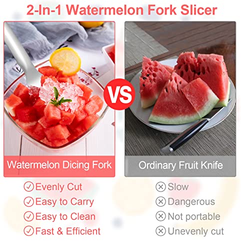 3Pcs Watermelon Slicer Cutter, 2- In- 1 Watermelon Fork Slicer, 2023 New Watermelon Slicer Cutter Summer Watermelon Fruit Cutting Fork, Stainless Steel Fruit Forks For Family Parties Camping #TOP4