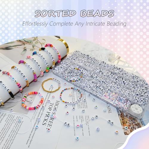 Image of Amaney 1600pcs Acrylic Alpabet Letter Beads,31 Styles,Heart,Number,Star and Smiley Beads,4x7mm for Jewelry Making Bracelets Necklaces Key Chains