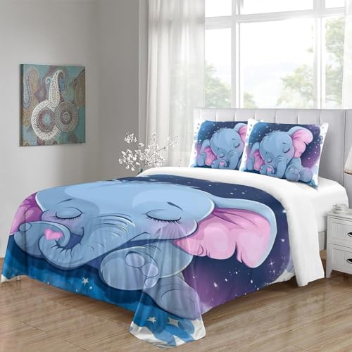 Housse de couette 3D éléphant microfibre douce et anti-plis 220x240cm - 5