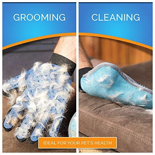[Enhanced Version] Pet Grooming Glove - Gentle Deshedding Brush Glove - Efficient Pet Hair Remover Mitt - Massage Tool With Enhanced Five Finger Design - Perfect For Dogs & Cats With Long & Short Fur #TOP3