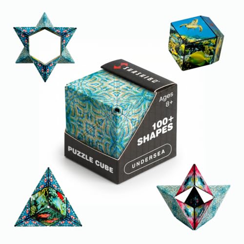Image of Shashibo Shape Shifting Box - Award-Winning, Patented Fidget Cube W / 36 Rare Earth Magnets - Extraordinary 3D Magic Cube Magnet Fidget Toy Transforms Into Over 70 Shapes (Undersea), Kid