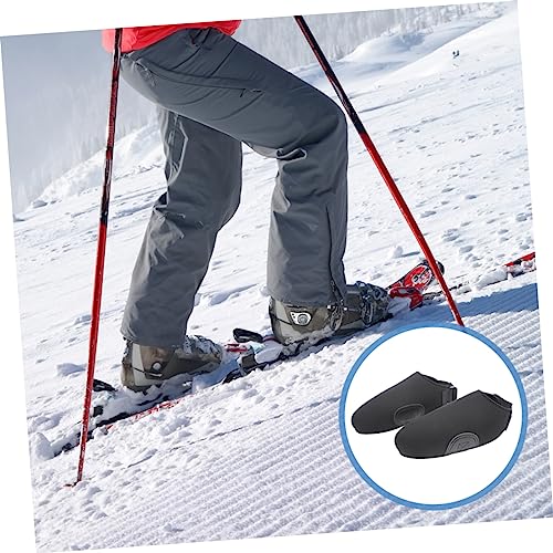 KOMBIUDA 1 par de cubiertas portátiles para botas de esquí, cortavientos e aislantes, protectores de calzado para actividades al aire libre, aptos para senderismo, escalada y ciclismo, para hombre y mujer, negro miniatura 7
